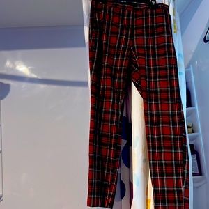 Beautiful red plaid slacks. Very colorful. Great for holidays.